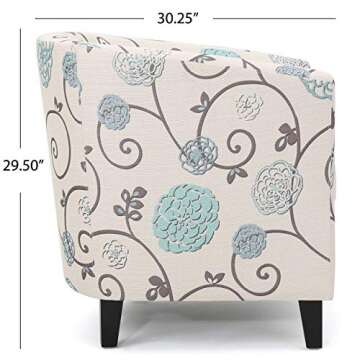 Christopher Knight Home Preston Fabric Club Chair, White / Blue