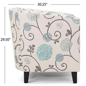 Christopher Knight Home Preston Fabric Club Chair, White / Blue