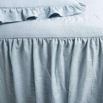 Lush Decor Ruffle Skirt Bedspread Set - 3 Piece Luxurious Farmhouse Bedding Set - Elegant, Charming Ruffle Detail - Timeless Style & Classic Design - Soft and Lightweight - Full, Lake Blue