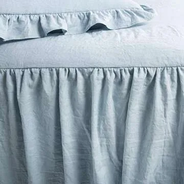 Lush Decor Ruffle Skirt Bedspread Set - 3 Piece Luxurious Farmhouse Bedding Set - Elegant, Charming Ruffle Detail - Timeless Style & Classic Design - Soft and Lightweight - Full, Lake Blue