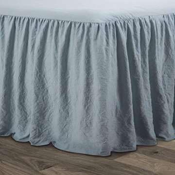 Lush Decor Ruffle Skirt Bedspread Set - 3 Piece Luxurious Farmhouse Bedding Set - Elegant, Charming Ruffle Detail - Timeless Style & Classic Design - Soft and Lightweight - Full, Lake Blue