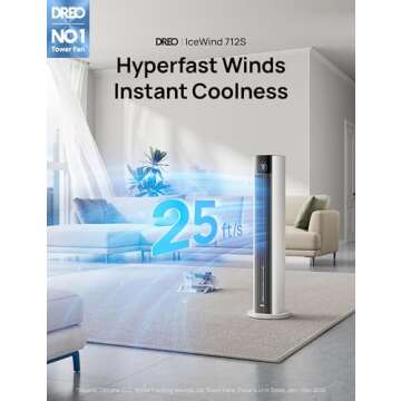 Dreo Tower Fan for Bedroom - Smart Cooling, Quiet, Portable Comfort