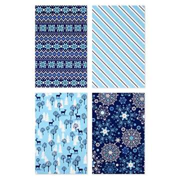 Hallmark Medium Holiday Gift Boxes with Lids (12 Shirt Boxes, 4 Designs: Snowflakes, Stripes, Sweater Pattern, Reindeer) for Christmas, Hanukkah, Holiday Parties, Hostess Gifts