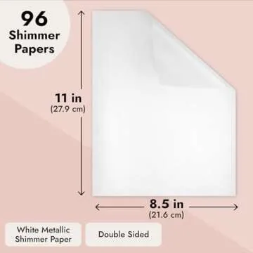 White Metallic Paper - 96 Sheet Shimmer Papers, Letter Size 8.5x11, Double Sided, Laser Printer Compatible, Perfect for Wedding, Baby Shower, Birthday Invitations, Craft
