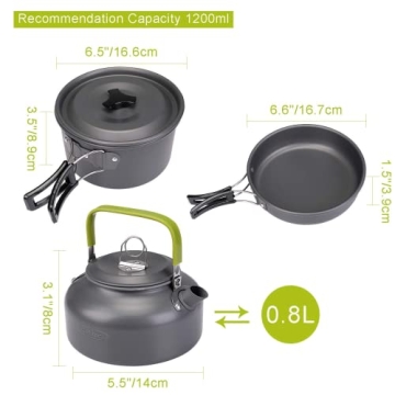 G4Free 15 PCS Camping Cookware Set for Outdoor Cooking