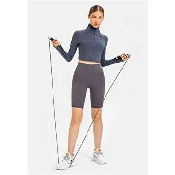 KTILG Womens Cropped Jacket Zip Up Pullover Slim Fit Yoga Running Athletic Workout Jackets Long Sleeve Activewear Tops