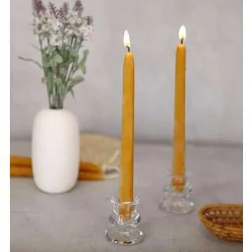 Natural Beeswax Taper Candles - Smokeless & Dripless