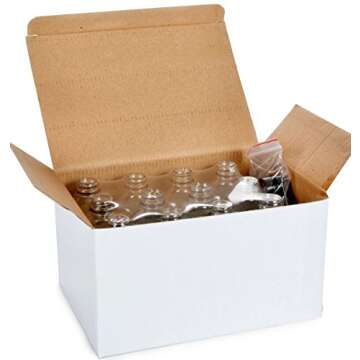 Vivaplex, 12, Clear, 4 oz Glass Bottles, with Lids