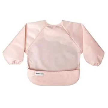 Tiny Twinkle Mess Proof Baby Bib, 2 Pack Long Sleeve Bib Outfit, Waterproof Bibs for Toddlers, Machine Washable, Tug Proof (Rose Burgundy, Small 6-24 Months)