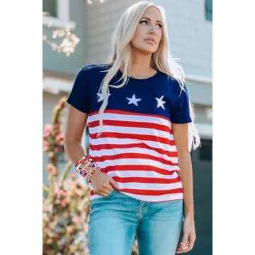 XOCARTIGE 4th of July Bracelets for Women USA Bracelet Stackable American Flag Partriotic Bracelet Beaded Stretch Bracelets 4th of July Accessories Outfits Party Favors (Style F)