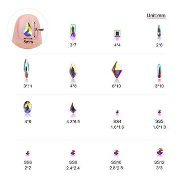 Nibiru Crystal AB Round & Multi-Shape Glass Nail Rhinestone Set(1728+60pcs), Flatback Gems Stones For Nails Decorations (1728+60 pcs Rhinestones with Glue)