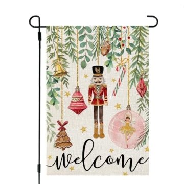 CROWNED BEAUTY Christmas Garden Flag Double Sided Nutcracker