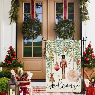 CROWNED BEAUTY Christmas Garden Flag Double Sided Nutcracker