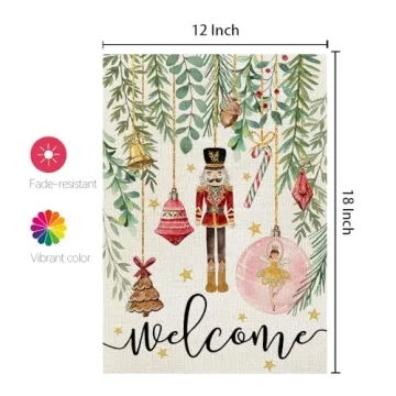 CROWNED BEAUTY Christmas Garden Flag Double Sided Nutcracker