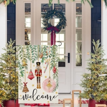 CROWNED BEAUTY Christmas Garden Flag Double Sided Nutcracker
