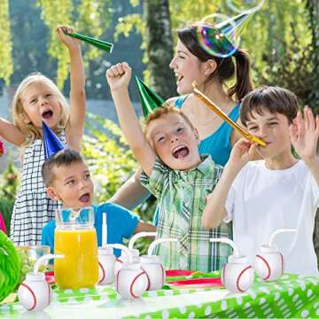 Baseball Ball Shape Cups Bulk with Straws and Lids, 10oz Plastic Reusable Baseball Party Cups Ball Shape Cups Party Favors for Kids Birthday Competition Sport Fans Player Theme Party Supplies (12 Pcs)