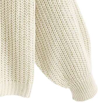 ZAFUL Women Knit Sweater V Neck Long Sleeve Pullover Solid Loose Knitwear Tops(White, Small)