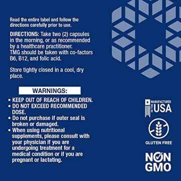 Life Extension TMG 500 mg – Trimethylglycine Supplement – Encourages Healthy Homocysteine Levels – Gluten-free – Non-gmo – Vegetarian – 60 Liquid Vegetarian Capsules