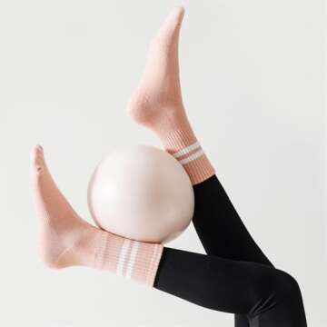 Flydo 3 Pack Pilates Socks with Grips for Women Grip Socks Yoga Non Slip Socks for Barre, Pure Balle...