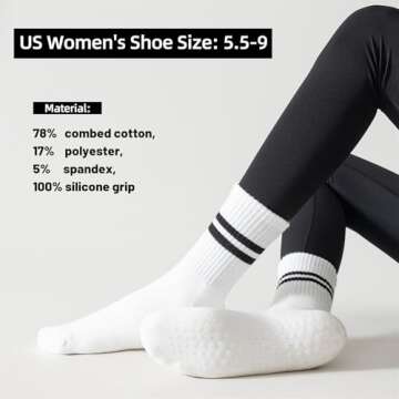 Flydo 3 Pack Pilates Socks with Grips for Women Grip Socks Yoga Non Slip Socks for Barre, Pure Ballet,Dance Workout