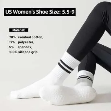 Flydo 3 Pack Pilates Socks with Grips for Women Grip Socks Yoga Non Slip Socks for Barre, Pure Ballet,Dance Workout
