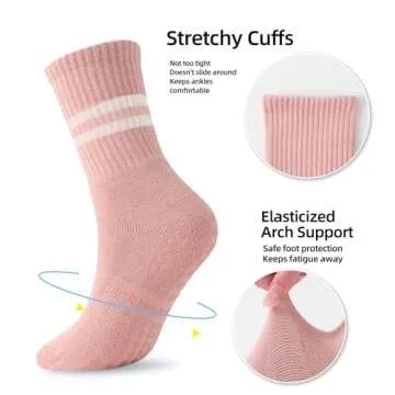 Flydo 3 Pack Pilates Socks with Grips for Women Grip Socks Yoga Non Slip Socks for Barre, Pure Ballet,Dance Workout