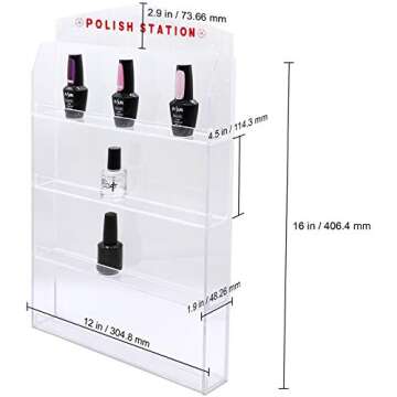 FUJI 4 Row Acrylic Nail Polish Wall Rack for Organization