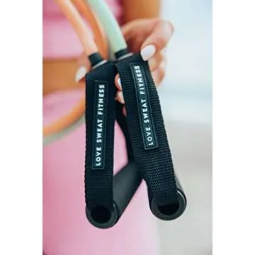 Love Sweat Fitness Resistance Tube Bands | Set of 2 Long Exercise Bands with Handles + Carry Bag | Light and Heavy Exercise Cords