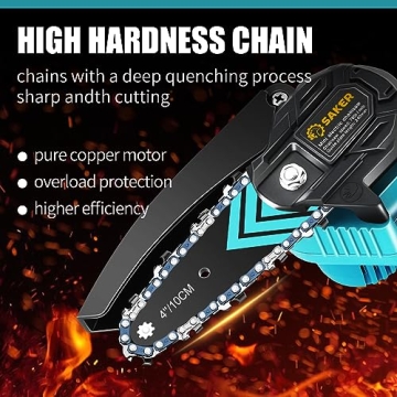 Saker Mini Chainsaw,Portable Electric Chainsaw Cordless,Handheld Chain Saw Pruning Shears Chainsaw for Tree Branches,Courtyard,Household and Garden Gifts for Men Dad Husband Women