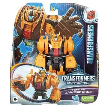 Transformers EarthSpark Warrior Class Terran Jawbreaker, 5-Inch Action Figure, Converting Robot Toys for Kids, Easter Basket Stuffers, Ages 6+