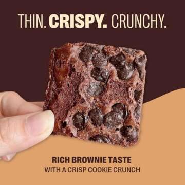 Brownie Brittle – Original Chocolate Chip Thin and Crispy Sweet Snacks, Family Size (Pack of 6, 5 oz), Rich Gourmet Brownie Bites Dessert