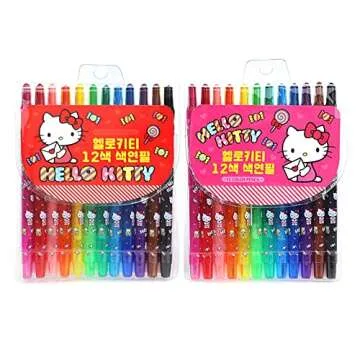 [2-in-1] Hello Kitty Arts & Craft Kids Fun Coloring Book AND 12-Color Colored Pencil Set