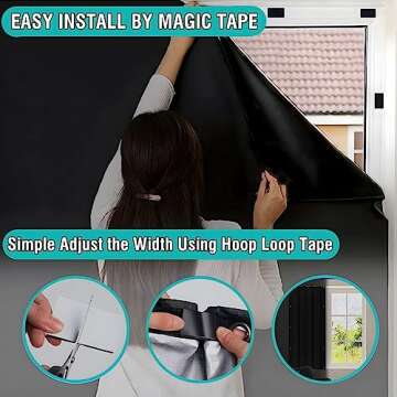 Jnwg 79" x 57" Blackout Curtains - 100% Blackout Window Shades (Black)