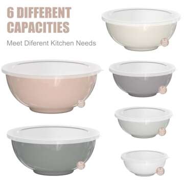 Umite Chef Nesting Mixing Bowls Set with Airtight Lids, 18 Piece Plastic, Includes Measuring Cups, M...