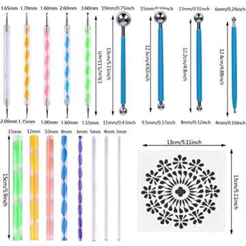 19PCS Mandala Dotting Tools Set with a Zipper Storage Bag for Painting Rocks, ABenkle Mandala Stenci...