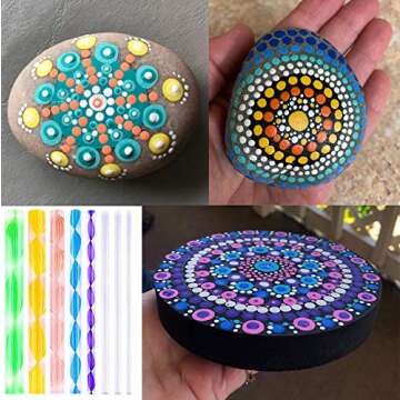 19PCS Mandala Dotting Tools Set with a Zipper Storage Bag for Painting Rocks, ABenkle Mandala Stencil Ball Stylus Paint Tray Set
