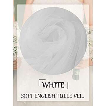 Unsutuo 1 Tier Bride Wedding Veil Ivory Fingertip Bridal Tulle Veil with Comb and Cut Edge (White)