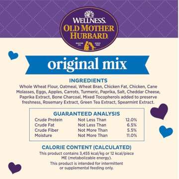 Old Mother Hubbard by Wellness Classic Original Mix Natural Dog Treats, Crunchy Oven-Baked Biscuits, Ideal for Training, Mini Size, 3 lbs 13 oz pound bag