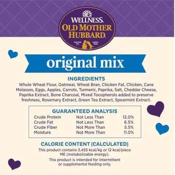 Old Mother Hubbard by Wellness Classic Original Mix Natural Dog Treats, Crunchy Oven-Baked Biscuits, Ideal for Training, Mini Size, 3 lbs 13 oz pound bag
