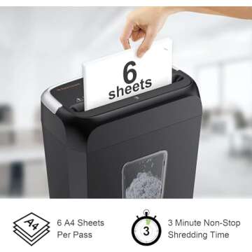 Bonsaii Paper Shredder for Home Use,6-Sheet Crosscut Paper and Credit Card Shredder for Home Office ...