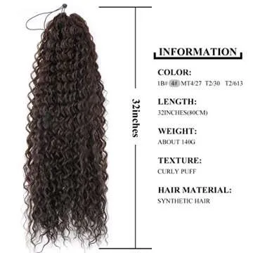 30inch Long Corn Curly Wave Drawstring Ponytail Synthetic High Puff Ponytail Hair Pieces With Comb Clip in Wavy Brown Ponytail Clip in Hair Extensions (#4)…