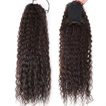 30inch Long Corn Curly Wave Drawstring Ponytail Synthetic High Puff Ponytail Hair Pieces With Comb Clip in Wavy Brown Ponytail Clip in Hair Extensions (#4)…