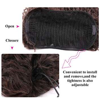 30inch Long Corn Curly Wave Drawstring Ponytail Synthetic High Puff Ponytail Hair Pieces With Comb Clip in Wavy Brown Ponytail Clip in Hair Extensions (#4)…