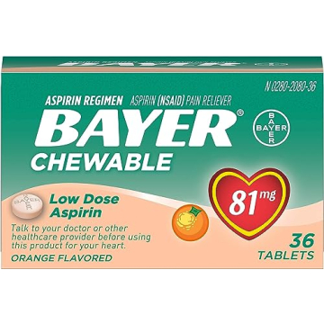 Bayer Chewable Baby Aspirin 81mg - Orange Flavor - 36 Count - Heart Health Support