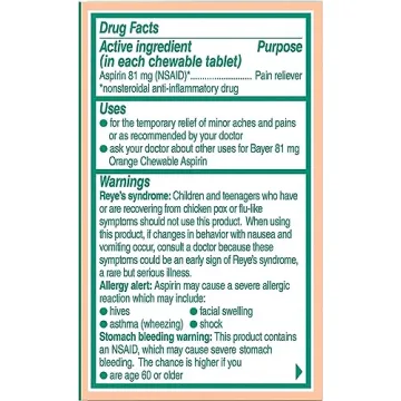 Bayer 81mg Chewable Baby Aspirin, Orange Flavor, 36 Count