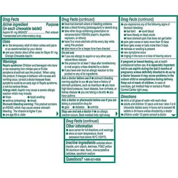 Bayer 81mg Chewable Baby Aspirin, Orange Flavor, 36 Count