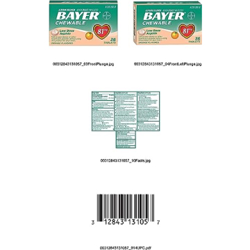 Bayer 81mg Chewable Baby Aspirin, Orange Flavor, 36 Count