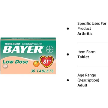 Bayer 81mg Chewable Baby Aspirin, Orange Flavor, 36 Count