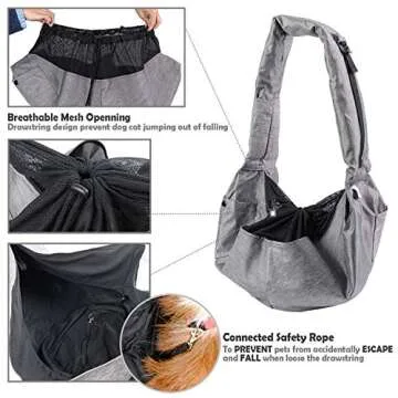 ARELLA Dog Sling Carrier for Small and Medium Dogs 10-20 lbs with Comfortable Adjustable Padded Shoulder Breathable Mesh for Travel Hands Free Daily Walk Outdoor Activities PDS08G