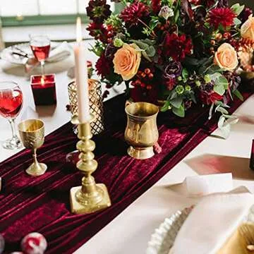 Luxurious 10ft Velvet Table Runner for Elegant Events, Burgundy 20x120inch